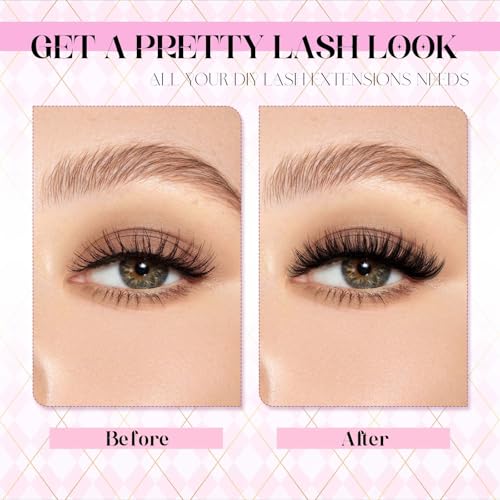 FADLASH Zestaw do przedłużania rzęs, pojedyncze, 30P + 40P, D Curl, 8–16 mm, klej i uszczelniacz do rzęs, płyn do usuwania kleju do rzęs kępek i pęsety do przedłużania rzęs