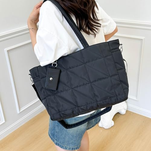 Puffer Tote Bag for Women Quilted Crossbody Bags for Women Puffy Shoulder Handbag Bubble Purse Work Travel Laptop Bag2