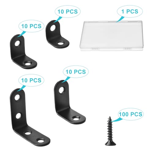 40 Pack L Bracket Corner Bracket Black 90 Degree Right Angle Brackets L Shaped Bracket Metal Corner Braces 20mm/ 25mm/30mm/40mm Mending Repair Plate Brace for Furniture, Cabinets, Chairs (L Shaped) - Thumbnail 3