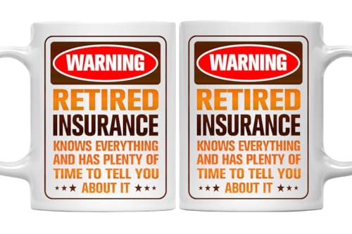 MONIZILUCKY Funny Safety Sign Warning Retired Insurance Mug 11Oz, Retirement Gift Ceramic Coffee Mug For Insurance Mug For Coworker With Funny Quotes About Retirement
