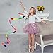 Abeillo 2pcs Rhythmic Dance Ribbons, 78.7 Inch Gymnastics Ribbon Dancer Wand Dancing Ribbon Streamers for Kids, Fits Artistic Dancing Gymnastics, Circus Carnival Shows, Baton Stick Twirling (Rainbow)