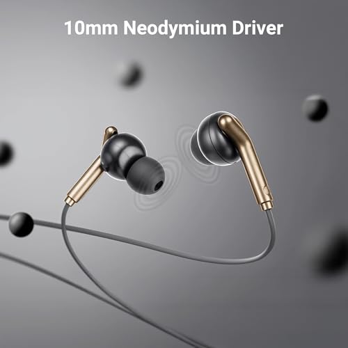 Zebronics Type-C Wired Earphones, in-Line MIC, Deep Bass, 1.2m Cable, 10mm Neodymium Driver, Light Weight, in-Ear Design, Compatible with Mobile, Tablet, Laptop (Bro C, Black + Gold) - Image 4