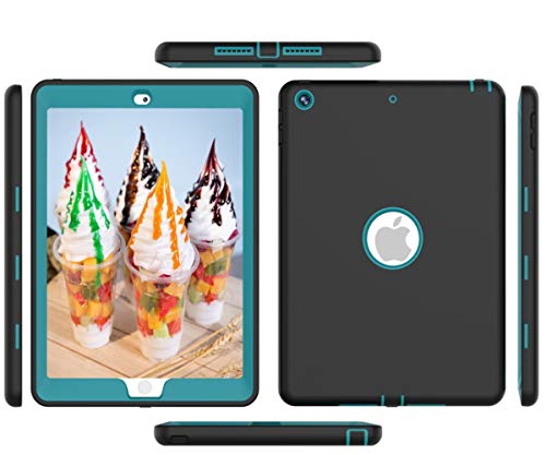 Ipad Case 6Th 5Th Generation 9.7 Inch 2017/2018, Ipad Air 1St Generation Case, High-Impact Shock Absorbent Silicone Hard Plastic Dual Layer Protective Case Black Blue #TOP5