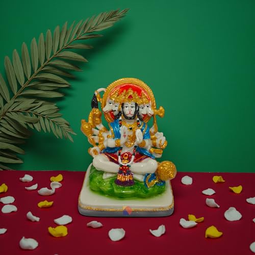 Image of Hanuman murti - Hanuman Idol for Home Decor & Office - Panchmukhi Hanuman - (13 x 11 x 9 cm) (Multicolor)