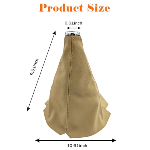 QKWL Car Shift Knob Dust Cover, Shift Boot, Shift Boot Cover, Gear Shifter Cover, Waterproof and Dustproof, Durable, Suitable for Most Vehicle Shift Knobs (Beige PU)