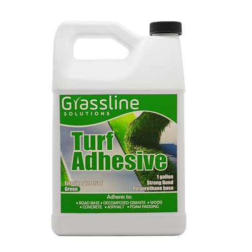 Grassline Solutions Synthetic Grass Adhesive - 1 Gallon - Color Green - Single Part Polyurethane Based, 20-30m Bond time for Indoor and Outdoor Use - Weatherproof - Non Toxic Turf Adhesive