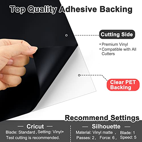 12" X 13Ft Black Vinyl - Black Permanent Vinyl With Pet Backing [Easier Weed Never Residue], Glossy Permanent Adhesive Vinyl For Cutting Machine, Party Decoration, Car Decal, Signs, Scrapbooking #TOP1