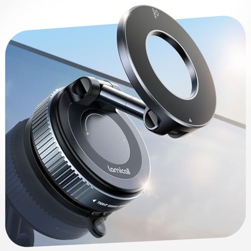 Lamicall Magnetischer Handyhalterung Auto für Magsafe Autohalterung - [TOP Vakuum Saugnapf & 24X Magnete] Mag Safehalter...