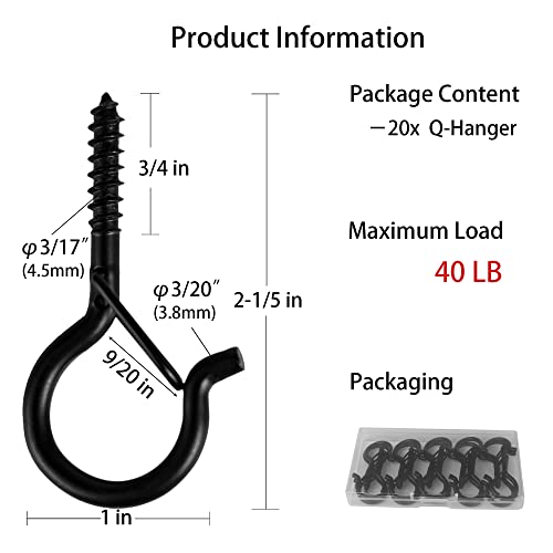 Beheno BH0120B 20 Pcs Q-Hanger, Screw Hooks thumb #4