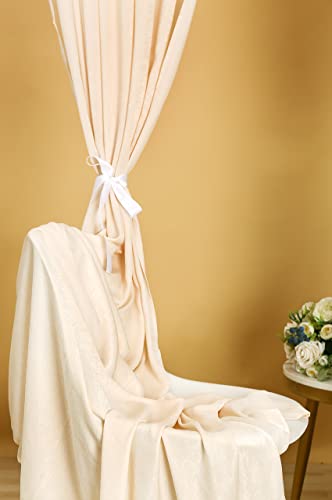 Sherway 2 Panels 4.8 Feet X 10 Feet Cream Beige Thick Satin Wedding Backdrop Drapes, Non-Transparent Window Curtains For Party Ceremony Stage Decoration #TOP3