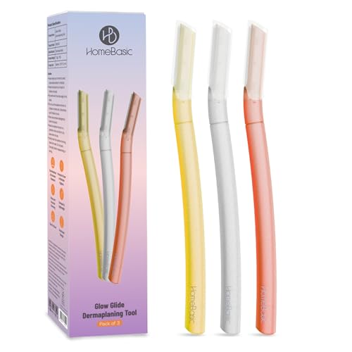 HOMEBASIC Reusable Face Razor for Women Facial Hair- 3 Razors| Instant & Painless Hair Removal| Safe For Eyebrows, Upper Lip, Forehead, Peach Fuzz, Chin, Sideburns| Travel-Friendly Dermaplaning Tools