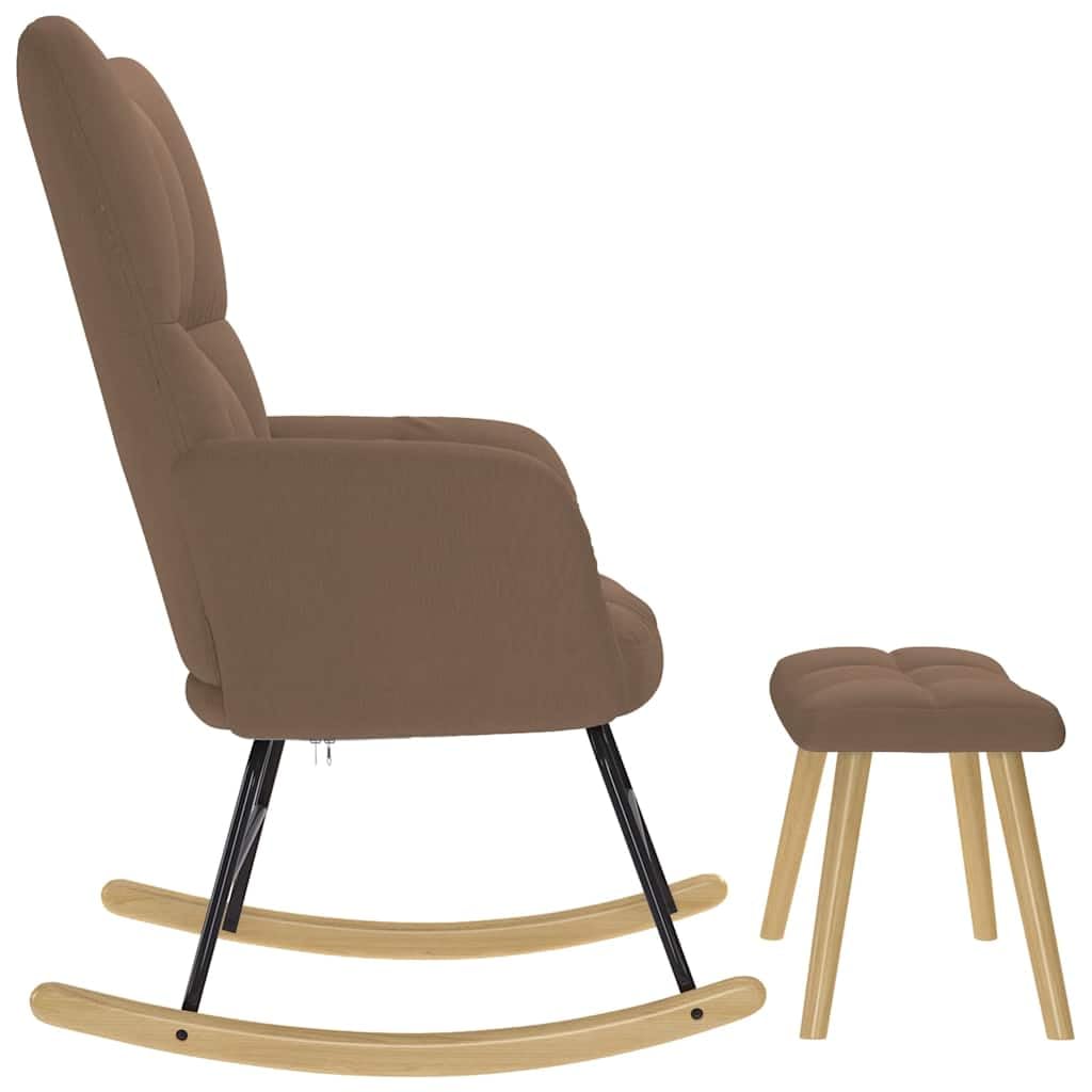 Mecedora con reposapiés de tela marrón, sillón de lactancia, sillón mecedora, sillón de lectura, silla de relax, sillón moderno para salón, dormitorio, jardín, terraza