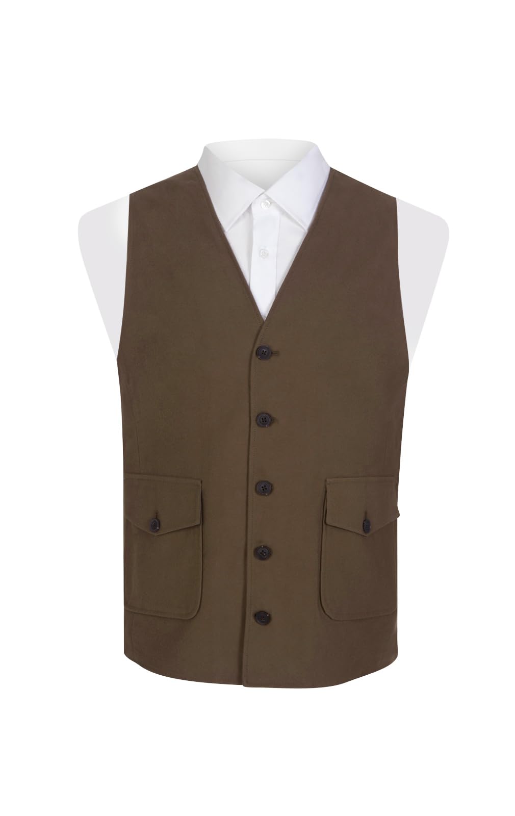 Dobell Mens Taupe Moleskin Waistcoat Regular Fit 100% Cotton-L (42-44in)
