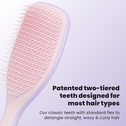 Image of Tangle Teezer Large Ultimate Detangler Brush, Straight to Wavy, Pink /Purple | Hairbrush with patented two-tier teeth & a 20% larger paddle detangles & reduces breakage on straight to wavy hair