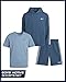 Reebok Boys' Active Shorts Set - 3 Piece Performance Mesh Hoodie Sweatshirt, Gym Shorts, and T-Shirt - Activewear Set (8-12), Size 10, Dusty Blue