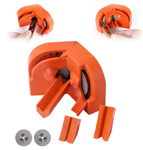 Multifunction Drill Bit Sharpener with 2 Grinding Wheels,Portable Drill Machine Blade Sharpening Universal Tool for HSS, Carbide & Masonry Bits (Orange)