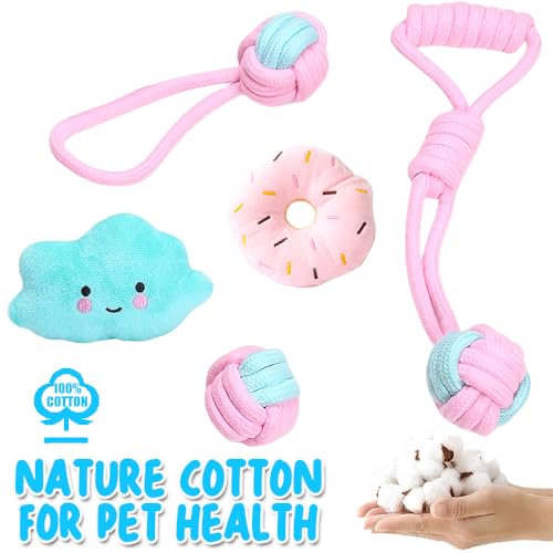 Speedy Panther 7Pcs Dog Toys for Small Dogs, Puppy Chew Toys from 8 Weeks, Natural Cotton Dog Rope Toys, Squeaky Plush Dog Toy, Puppy Teething Toys, Dog Toys Set for Small Mediuem Dogs - Image 3
