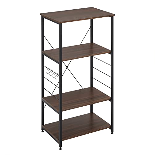 WOLTU Étagère de Cuisine, Étagère de Micro-Ondes en métal et Bois à 4 Niveaux, Environ 60 x 40 x 123,5 cm, Marron foncé RGB9365dbr