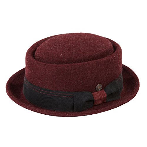 DASMARCA Mens Milange Wool Felt Pork Pie Hat - Quintin Burgundy XL