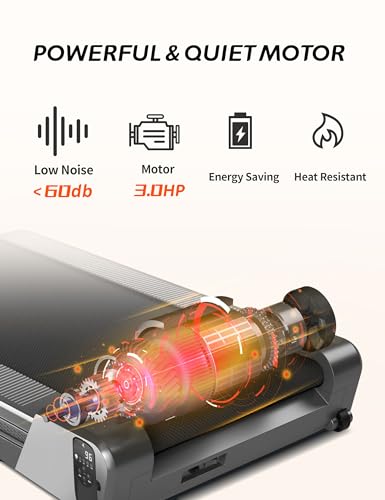 YPOO Tapete de caminhada com inclinação, esteira para debaixo da mesa com inclinação, esteira de 3 H