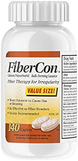 FiberCon Fiber Therapy Coated Caplets, Safe, Simple & Comfortable Insoluble Fiber for Bowel Irregularity, Comfortable Constipation Relief with No Gas or Bloating, 140 Caplets