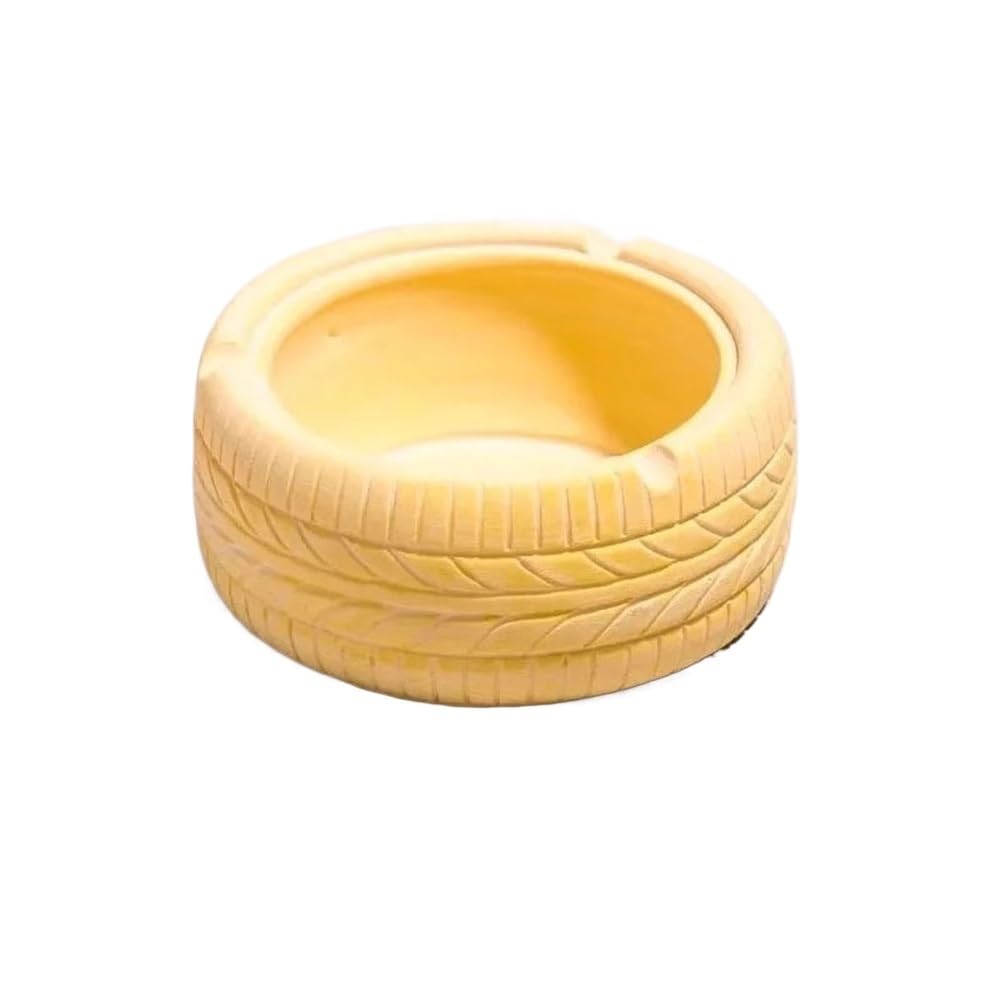Cendrier de chambre à coucher jaune en résine avec design pneu résistant