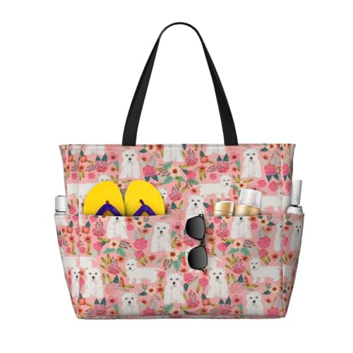 Sac de plage Westie Florale grand sac fourre-tout pour femme pour ne plus manquer de place