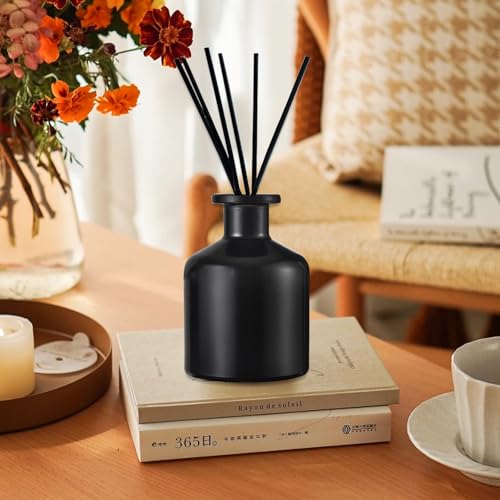 DEARBAG 2 Stück Schwarz Glasdiffusorflaschen Set, 150ml Matte Glasflaschen für Raumduft Diffusor, Leere Diffusorflasche Glas Diffusor Flaschen Behälter für Ätherische Öle Aromatherapie (Schwarz)