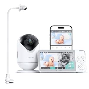 Dr.Care VistaView 5” Smart WiFi Baby Monitor with Clip Mount – 2K HD Camera, App Control, Cry & Motion Alerts, Night Vision, 5000mAh Battery, 2-Way Talk, Multi-User, Triple Security