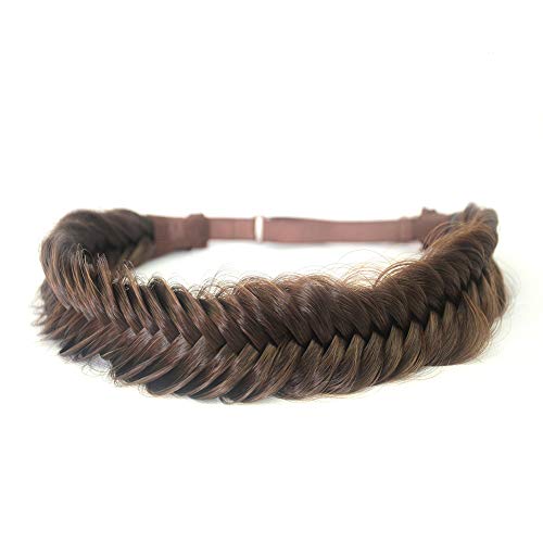 DIGUAN Wide Fishtail 2 Strands Synthetic Hair Braided Headband Classic Chunky Plaited Braids