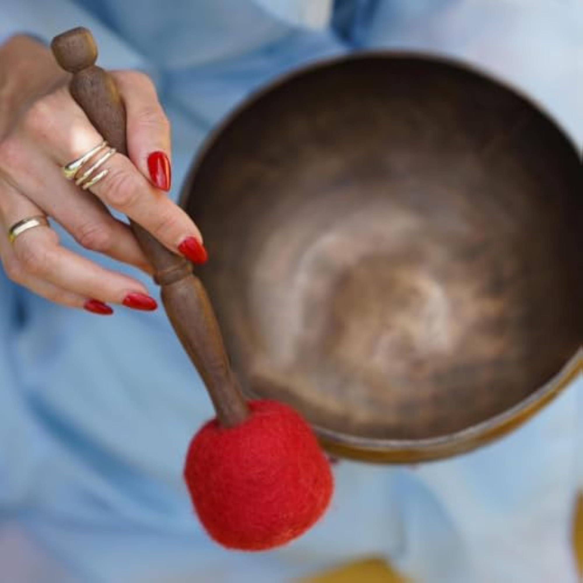Tibetan Singing Bowl Striker - Wooden Mallet with Wool Felt