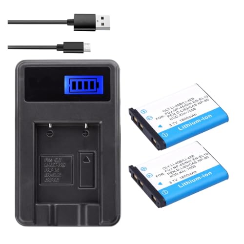 Cargador de batería Li-40B y dos unidades de 1800 mAh para viajes y vacaciones