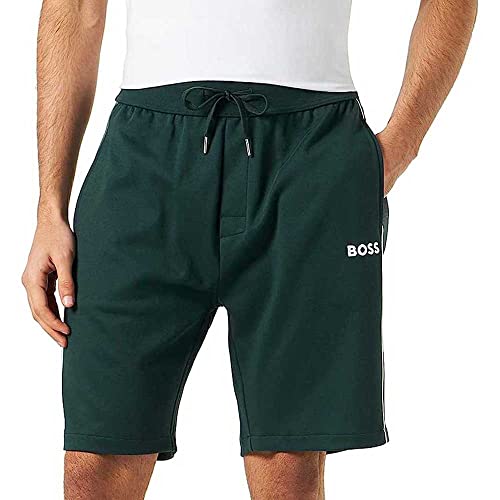 Image of BOSS Men's Tracksuit Short Loungewear Shorts Cotton Blend with Logo Embroidery, Open Green343, M