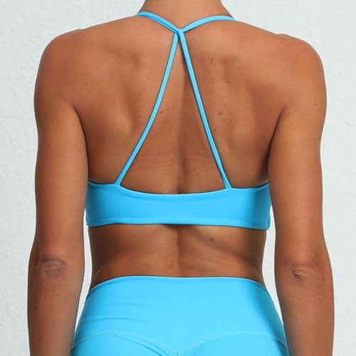 Image of ABOCIW Sports Bras for Women Twist Criss-Cross Back Padded Workout Tank Tops Low Impact Gym Yoga Bra