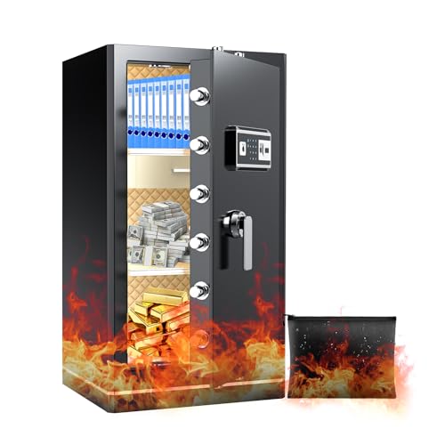 FABAO Wifi Smart 8.1 Cuft Extra Large Home Safe Fireproof Waterproof, Anti-theft Fireproof Safes Box for Home Use, Digital Security Safe with Fingerprint Keypad Lock,Spare Keys and Alarm System