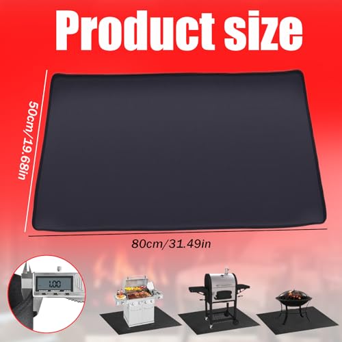 TENGWA Ognioodporna podkładka 50 x 80 cm, czarna mata chroniąca przed iskrami, odporna na wysokie temperatury, zapobiega iskrzeniu, chroni podłogi, trawniki, nadaje się do kuchenek mikrofalowych