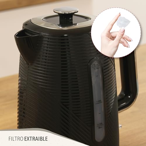 briebe Elegance Set Tostadora Pan Ranura Ancha 2 Rebanadas, 7 Niveles Tostado + Hervidor Agua Eléctrico 1,7L Inalámbrico, 2200W Ebullición Rápida, Libre BPA, Pack Desayuno Diseño Moderno Negro - imagen 12