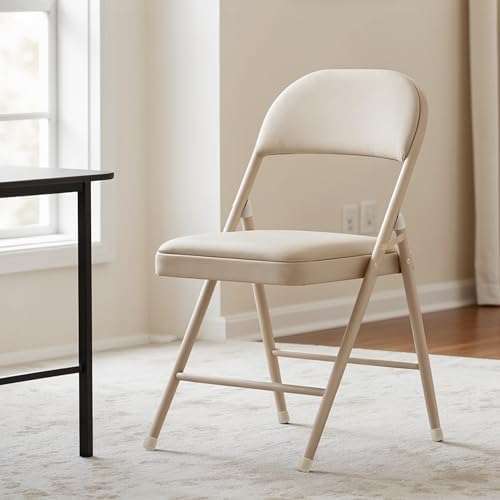 Miniatura 3 de InfiniPower Paquete de 4 sillas plegables con cojín y respaldo acolchados de vinilo, silla plegable de acero de metal resistente, asiento comercial