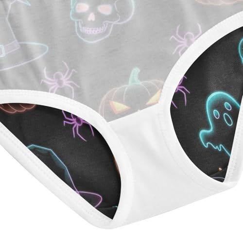 Neon Halloween Pumpkins Skulls Toddler Girls Underwear, Girls Underwear, 2T–8 Years4