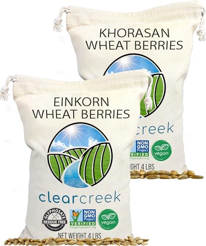 CLEAR CREEK Certified Glyphosate Residue Free Einkorn and Khorasan Wheat Berries | 8 lb (2-4 lb bags) | Non-GMO Project Verified