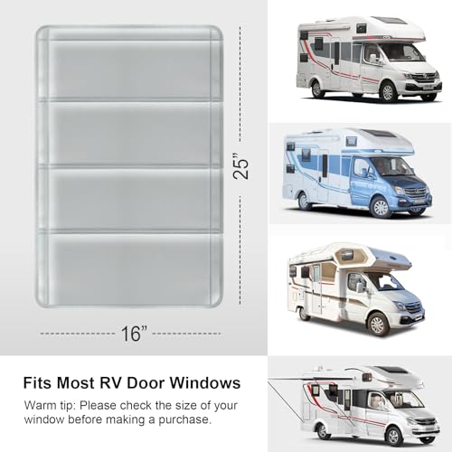 Image of RV Door Window Shade Cover - Magnetic RV Blackout Window Cover with UV Protection and Privacy Features (25 * 16 in) Foldable Magnet Design, Waterproof Fabric, and Reflective Silver Coating