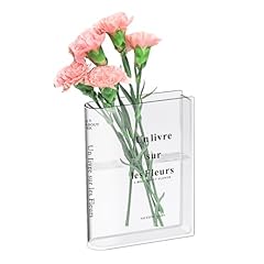 Idea Regalo - Vaso Libro Acrilico Trasparente, Vaso a Forma di Libro per Tulipani, Vasos Floreale a Forma di Libros per la Decorazione della Tavola della Camera da Letto, Soggiorno, Ufficio