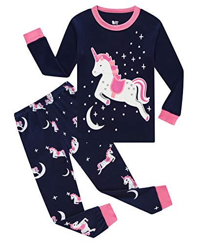 Girls Pajamas Christmas 100% Cotton Toddler Pjs for Kids Girls Children Long Sleeve Sleepwear Sets (Size 3T-8Y)