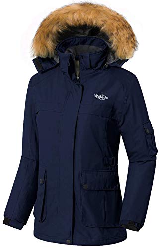 Wantdo Women's Rain Jacket Waterproof Ski Coat Snowboarding Jackets Windbreaker Dark Blue 2XL