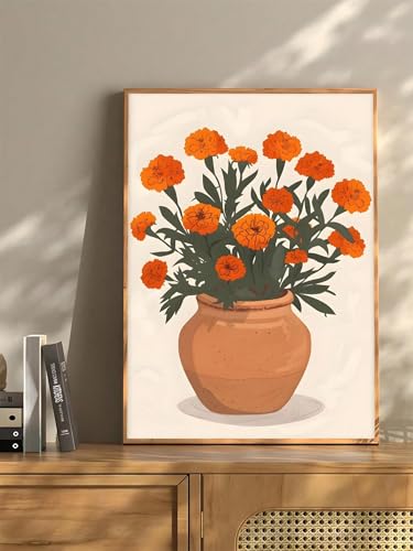 Toile vintage 50x70cm avec cadre : affiches de danse de fille et cactus colorés YUSUZHU
