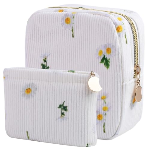 Teircno 2-Pack Period Bag for Women Girls, Portable Corduroy Sanitary Napkin Storage Bag Period Pouch Small Discreet Menstrual Pouch, Sanitary Pads Period Kits Tampons Holder for First Period