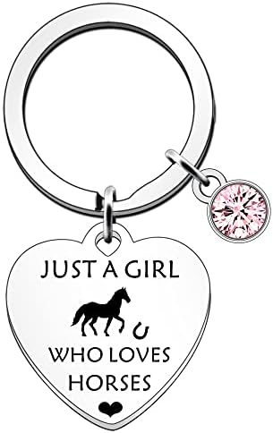 SDOFY Horse Keyring Keychain - Just a Girl Who Loves Horses - Gifts for Girls, Riders and Lovers