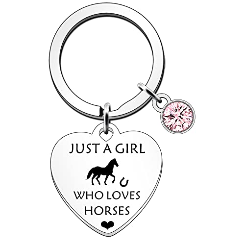 SDOFY Horse Keyring Keychain - Just a Girl Who Loves Horses - Gifts for Girls, Riders and Lovers