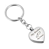 HooAMI 'My Brother My Friend Heart Cremation Urn Keychain Keepsake with Velvet Pouch & Fill Kit