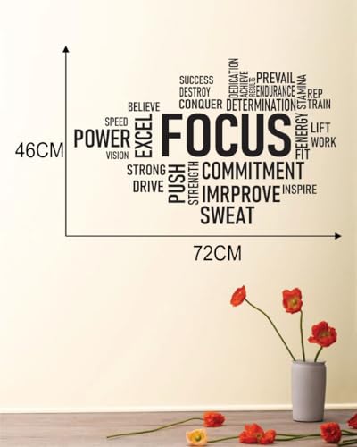 Image of Pvc Focus Word Office - Inspirational - Motivational - Quotes - Wall Sticker for Kids Room, Living Room, School, Library, Gym (Size - 65CM X 125CM), self-adhesive